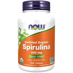 NOW Foods Certified Organic Spirulina 500 mg. (200 tabl.)
